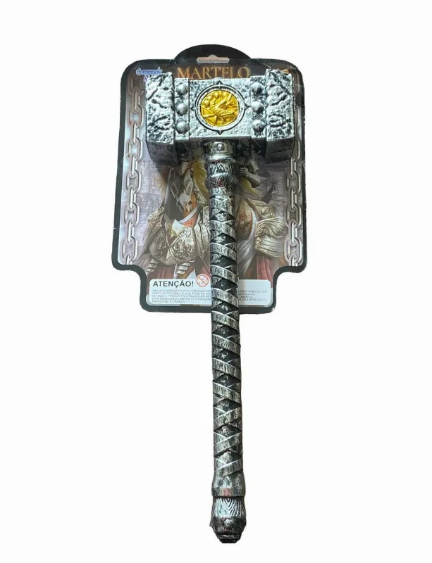 Brinquedo Infantil Guerreiro Medieval Martelo 38cm Plástico