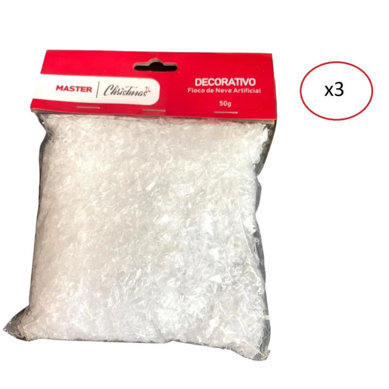 Kit 3 Pacotes Flocos Neve Artificial Decoração Árvore Natal