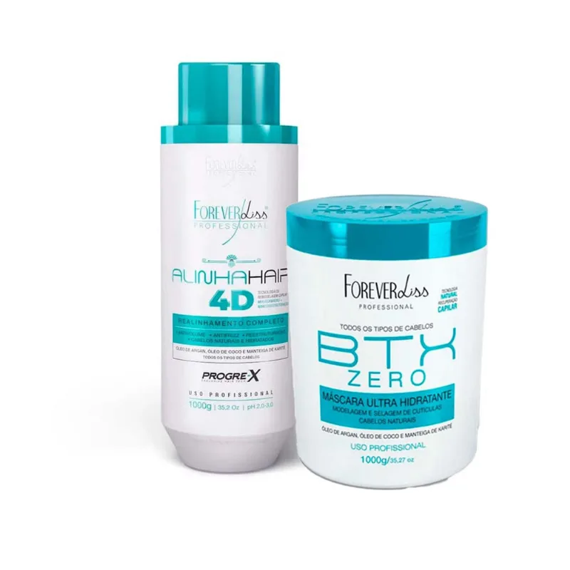 Kit AlinhaHair 4D e Máscara Volume Zero Forever Liss
