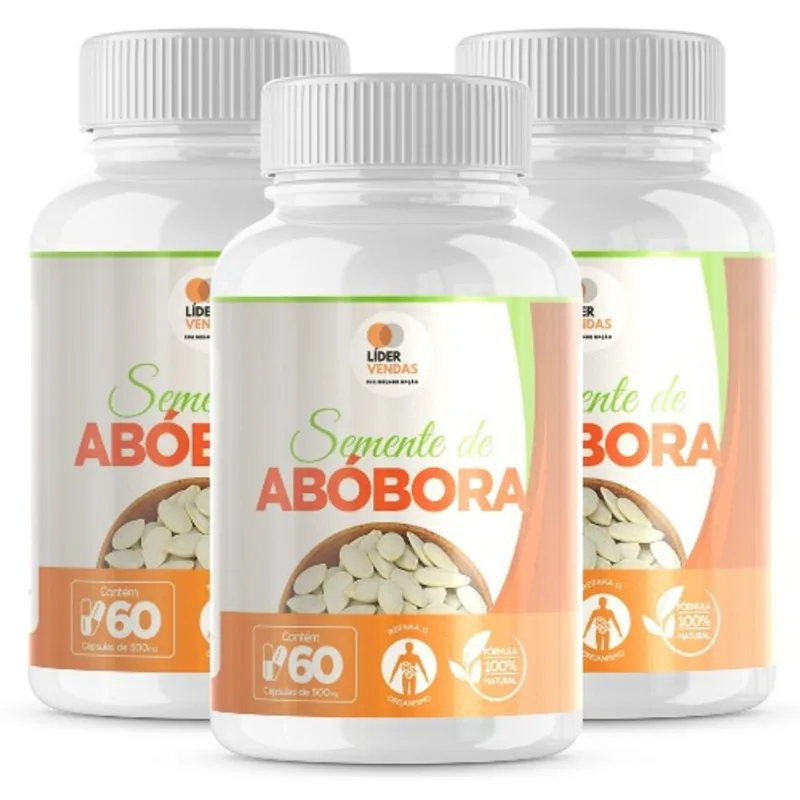 Semente De Abóbora 500Mg 60 Cápsulas Kit Com 3 Potes