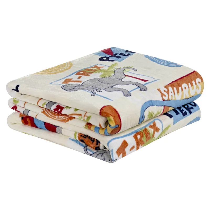 Cobertor Carrosel Solteiro Infantil Mantinha Flannel Estampada 01 Peça - Dinossauro - Clara luz decora - Cama, Mesa E Banho