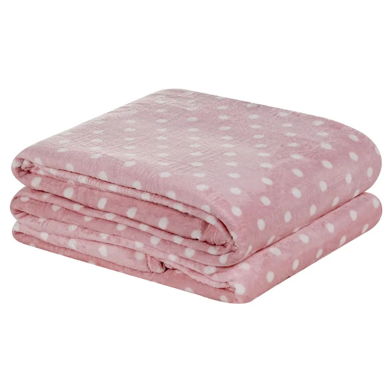 Cobertor Celine Casal Queen Manta Flannel Mantinha Bolinhas - Rosa - Clara luz decora - Cama, Mesa E Banho