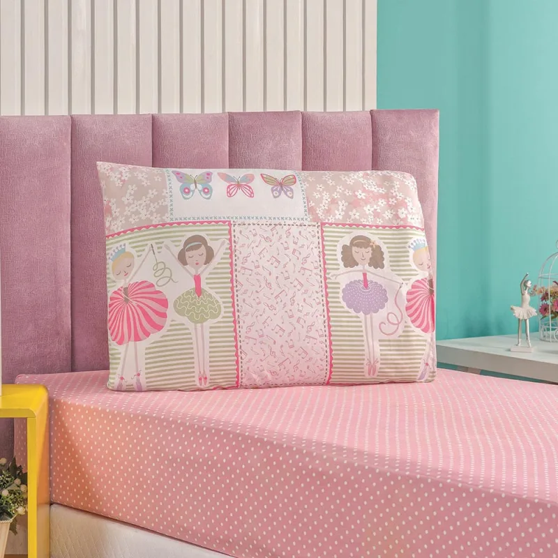 Jogo de Cama Lençol Carrosel Solteiro 02 Peças Infantil Estampado Divertido - Bailarina - Clara luz decora - Cama, Mesa E Banho