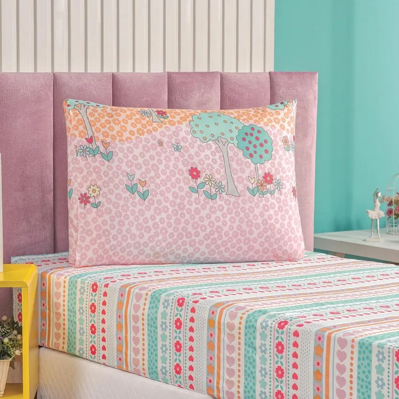Jogo De Cama Lençol Carrosel Solteiro 02 Peças Infantil Estampado Divertido - Balão