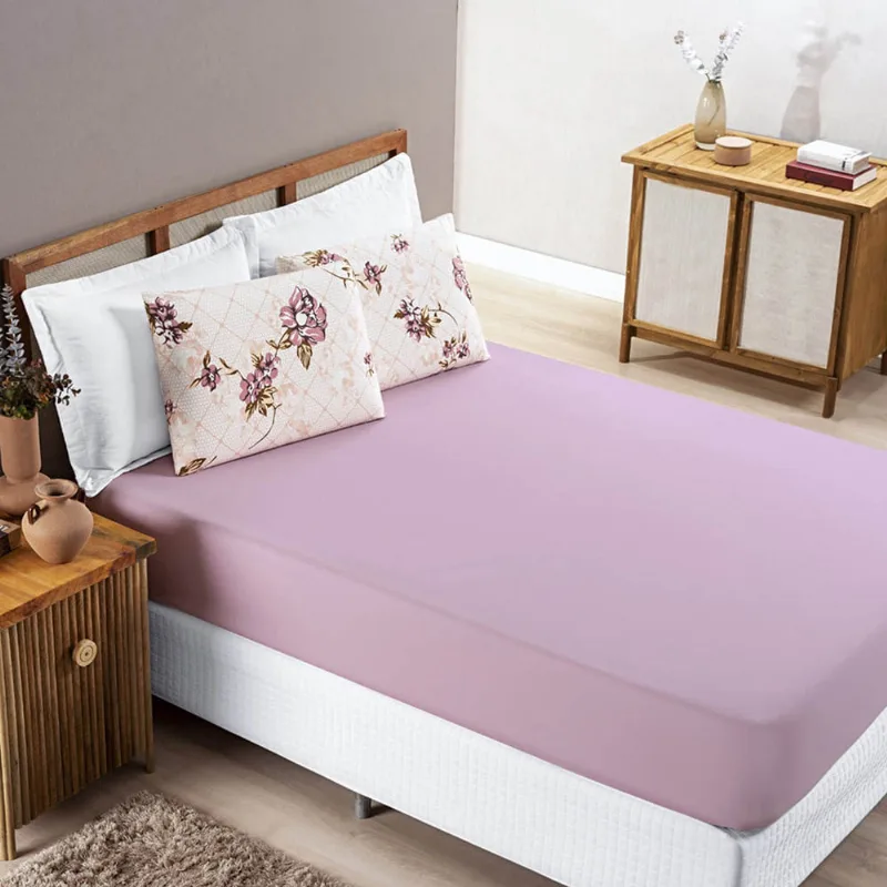 Jogo de Lençol Grace Queen 3 Peças Malha 100% Algodão Macio Estampado - Rosê Floral