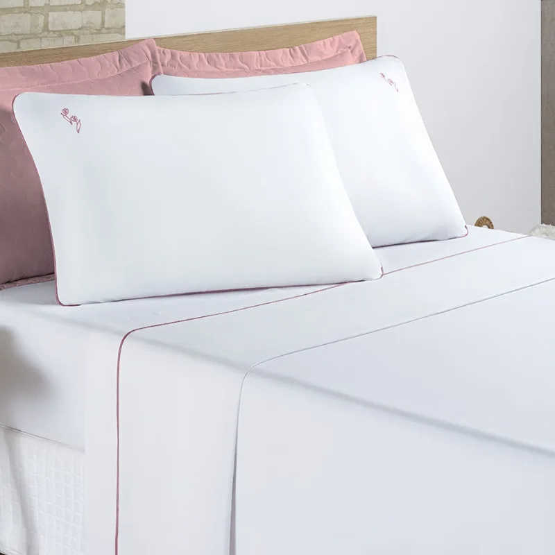 Jogo de Cama Lençol Joana Casal King Tecido Algodão 200 Fios 04 Peças - Branco