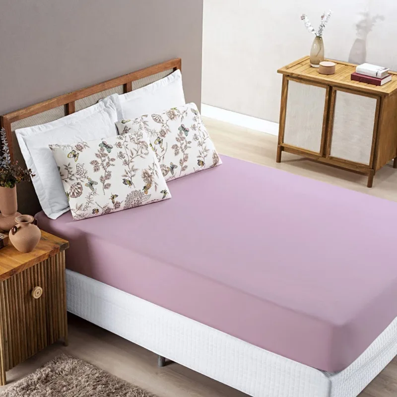 Jogo de Lençol Grace King 3 Peças Malha 100% Algodão Macio Estampado - Butterfly Borboleta Rosa