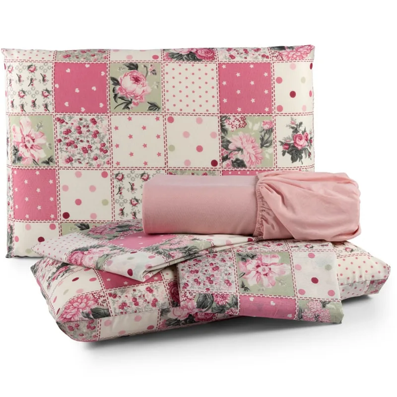Jogo de Cama Lençol Matrix Queen Percal 4 Peças - Rosa - 100% Poliéster