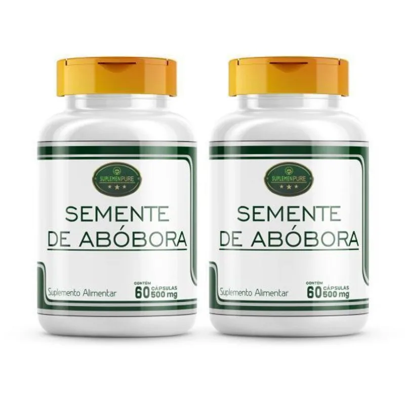 Semente De Abóbora-2 Frascos 120 Cápsulas - 100% Natural