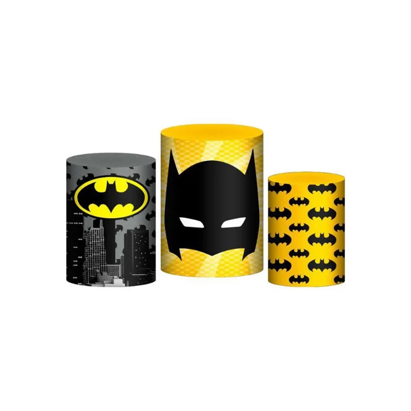 Trio Capa Cilindro Batman 3D Em Tecido Com Elástico