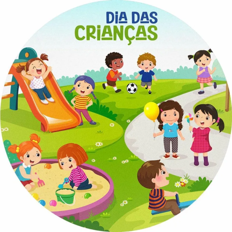 Painel Redondo 3D Dia Das Crianças Tecido Sublimado 1,50M X
