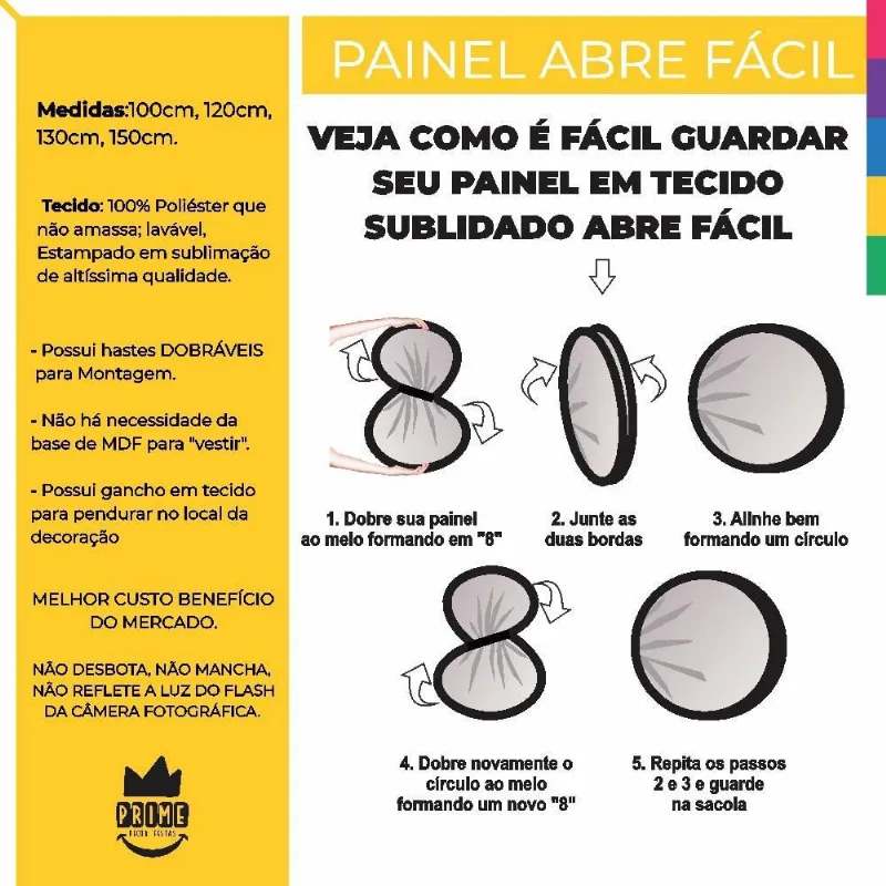 Painel Redondo 3D Jiu-Jitsu Abre Fácil Tecido 1,50M X 1,50M