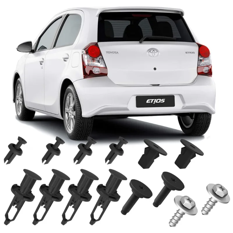 Kit Grampos Presilhas Buchas Parafusos do Parachoque Traseiro Etios Hatch 2012 2013 2014 2015 2016 2017 2018 2019 2020 2021