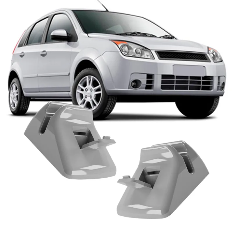 Kit 2 Grampos Presilhas Suporte Cinza Quebra Sol Fiesta 2007 2008 2009 2010