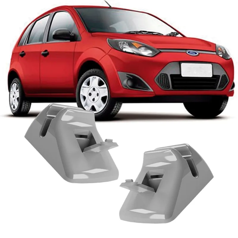 Kit 2 Grampos Presilhas Suporte Cinza Quebra Sol Fiesta 2011 2012 2013 2014