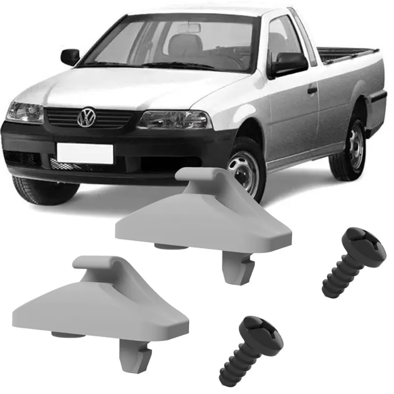Kit Grampos Presilhas Suportes Cinza Claro Com Parafuso Quebra Sol Saveiro G3 2000 2001 2002 2003 2004 2005