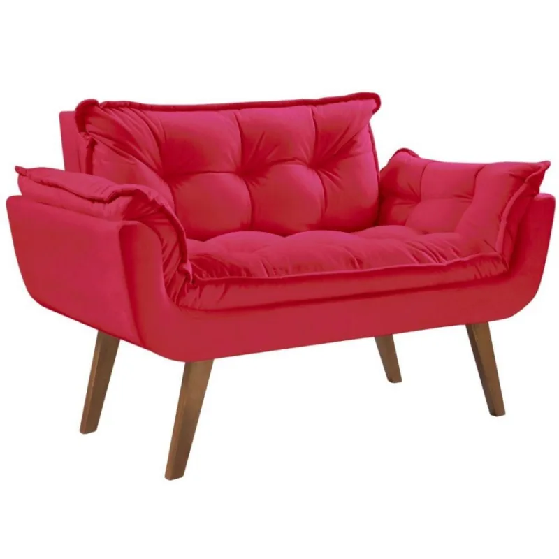 Poltrona Namoradeira Opalla Base Palito Vermelho - D Salla - Móveis