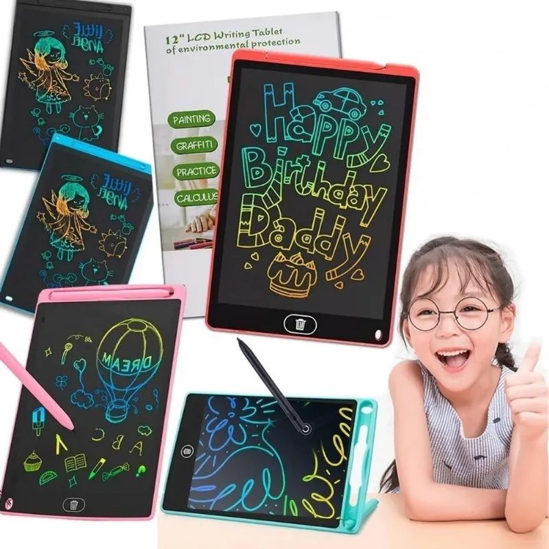 Tablet Lousa Magica Grande Escreve E Apaga Tela 12'' Preta