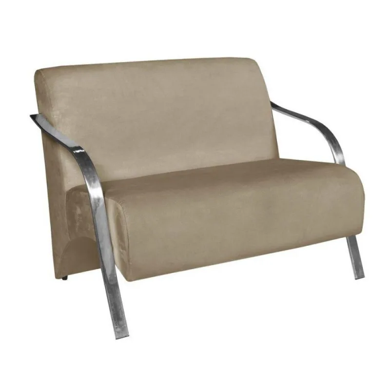 Poltrona Namoradeira Vênus Braço Aluminio Capuccino - D Salla - Móveis