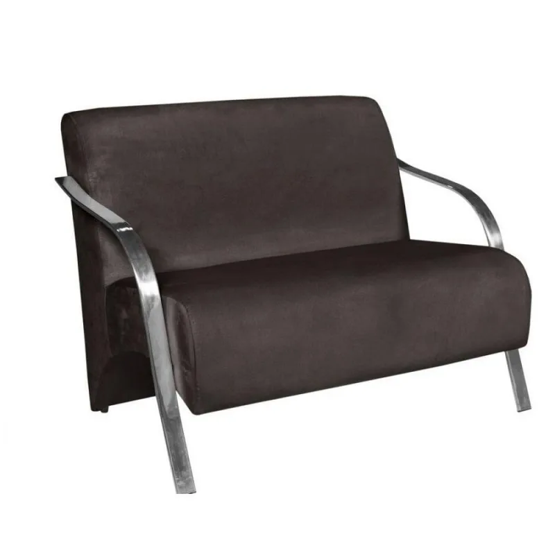 Poltrona Namoradeira Vênus Braço Aluminio Marrom - D Salla - Móveis
