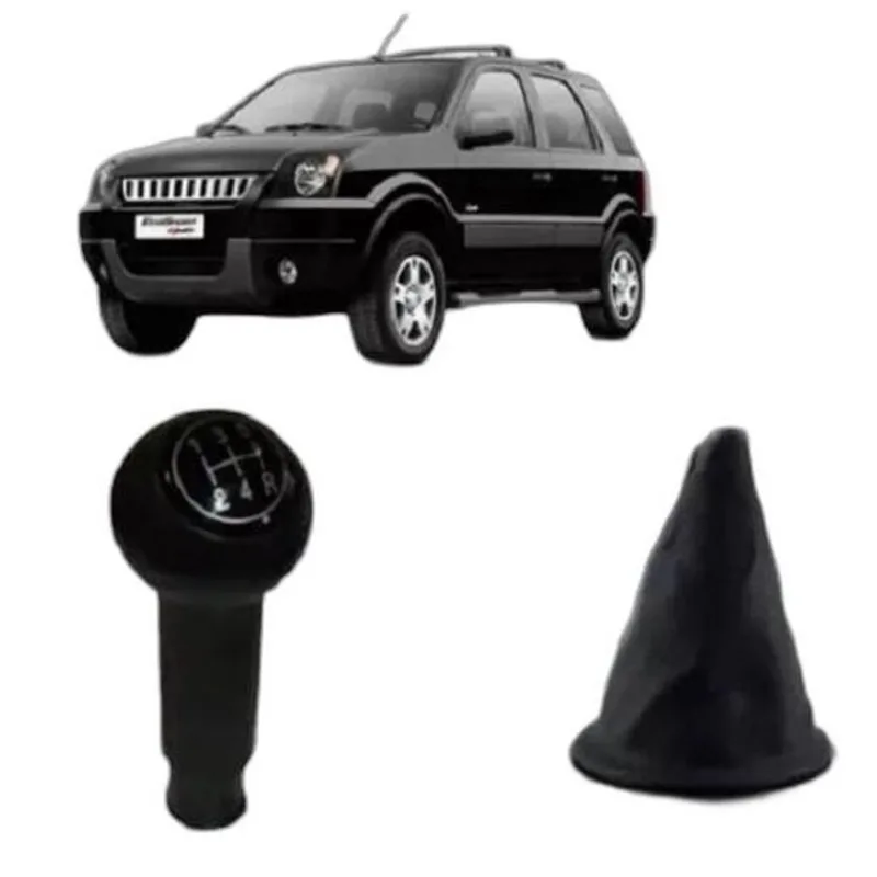 Manopla Câmbio Lente Coifa Aro Preto Ecosport 2003 A 2007