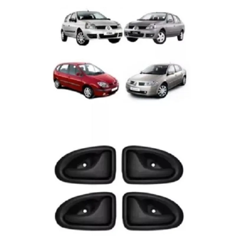 Kit Maçaneta Puxador Gatilho Porta Clio Scenic Megane Preto