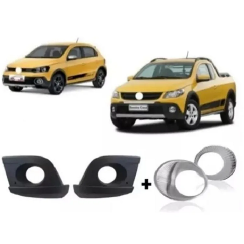Par Moldura + Copo Milha Cromado Saveiro Cross Gol Rallye G5
