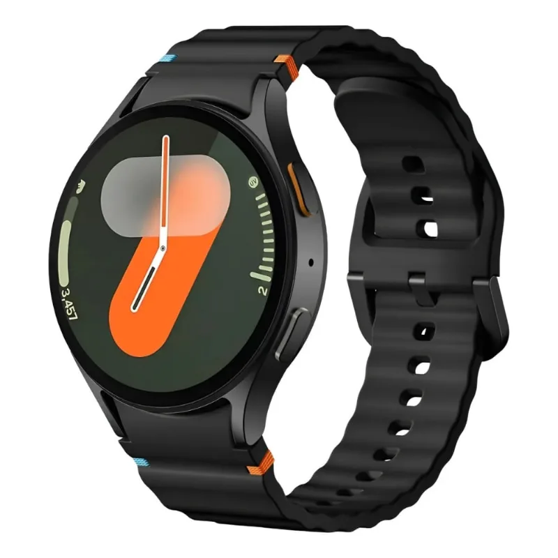 Pulseira Resistência Elegante Ondas Preta Para Watch 4 40/44