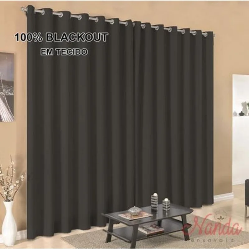 Cortina 100% Blackout Em Tecido Grosso 6,00M X 2,80M Preto