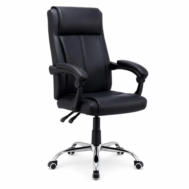 Cadeira Presidente Relax Gold Presidencial PU Base Giratória com Função Reclinável Preta Reimex 64CM - OUTRAS MARCAS - Móveis