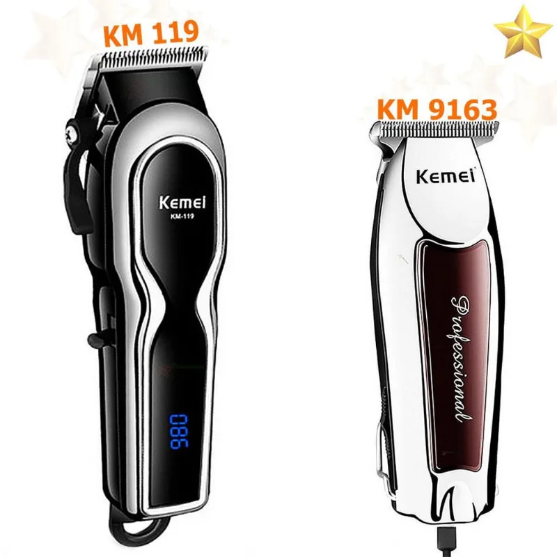 Kit Profissional Kemei Km-119 Barbeiro + Km9163 Detalhe