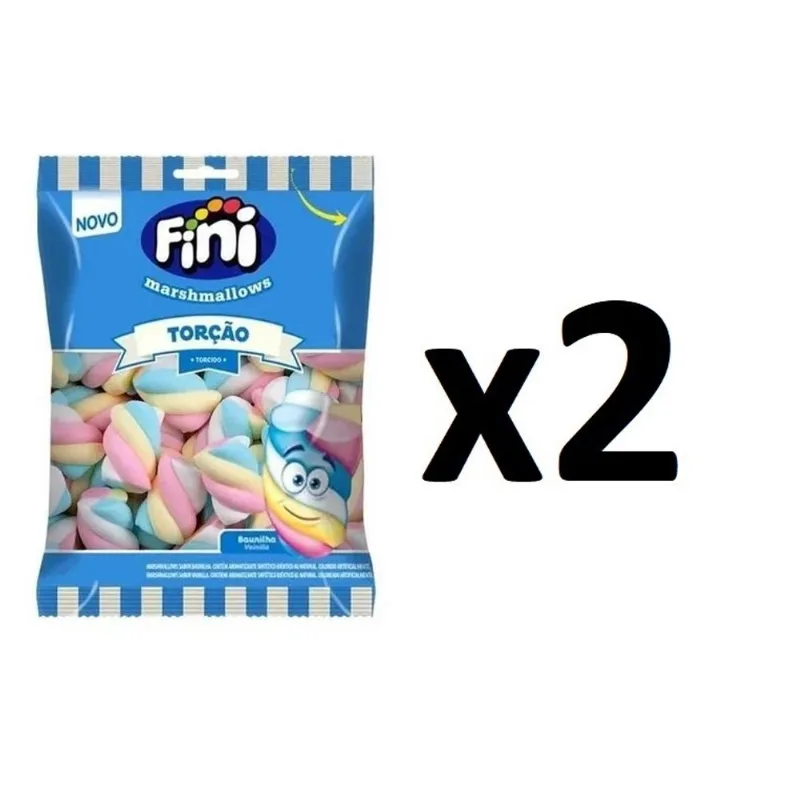 Kit 2 Pacotes de Marshmallow Torção Colorido Fini 250g cada