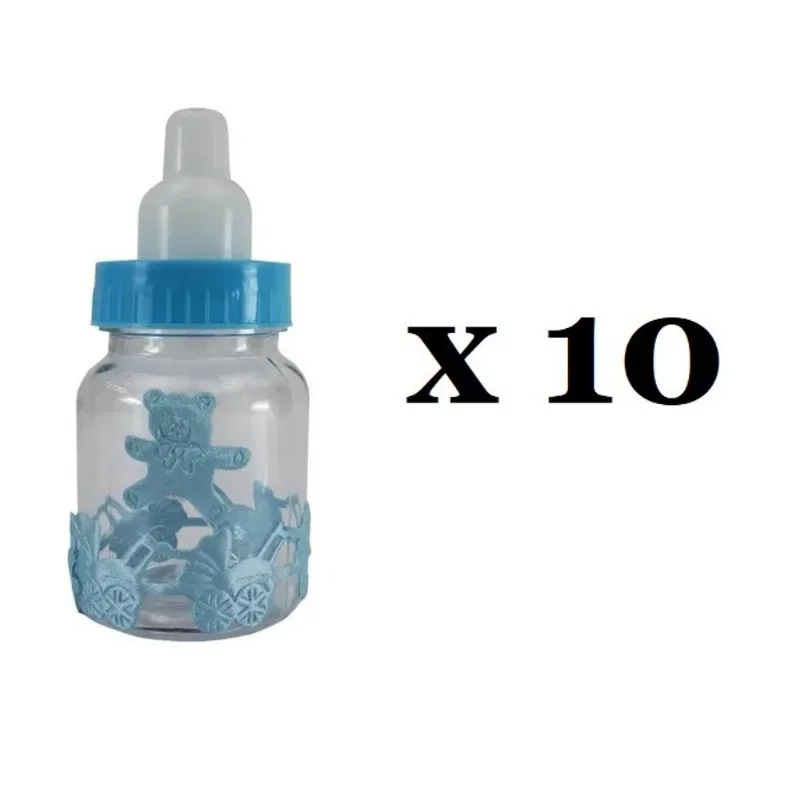 Kit 10 Mini Mamadeira Azul Ursinho p/ Lembrancinha