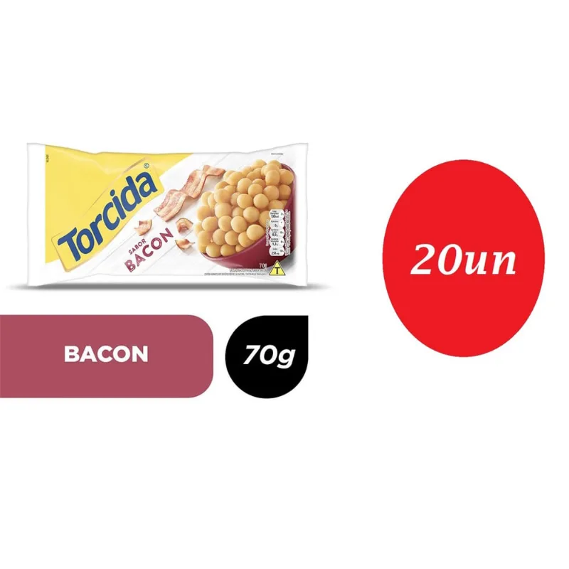 Kit 20 Salgadinhos Torcida sabor bacon 70g - Lucky