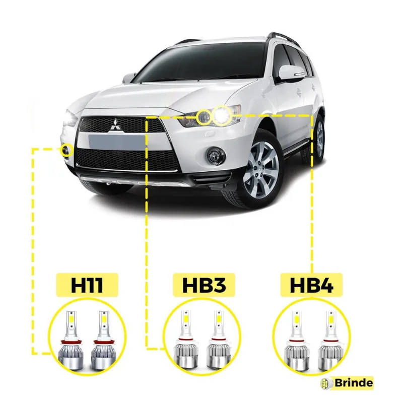 Kit Ultra Led Mitsubishi Outlander 2010/13 20000Lúmens 6500K