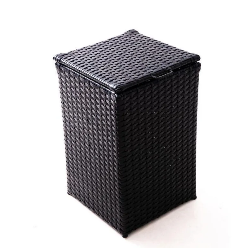 Cesto De Roupa Suja Vime Fibra Sintética Lavanderia 35X35X60
