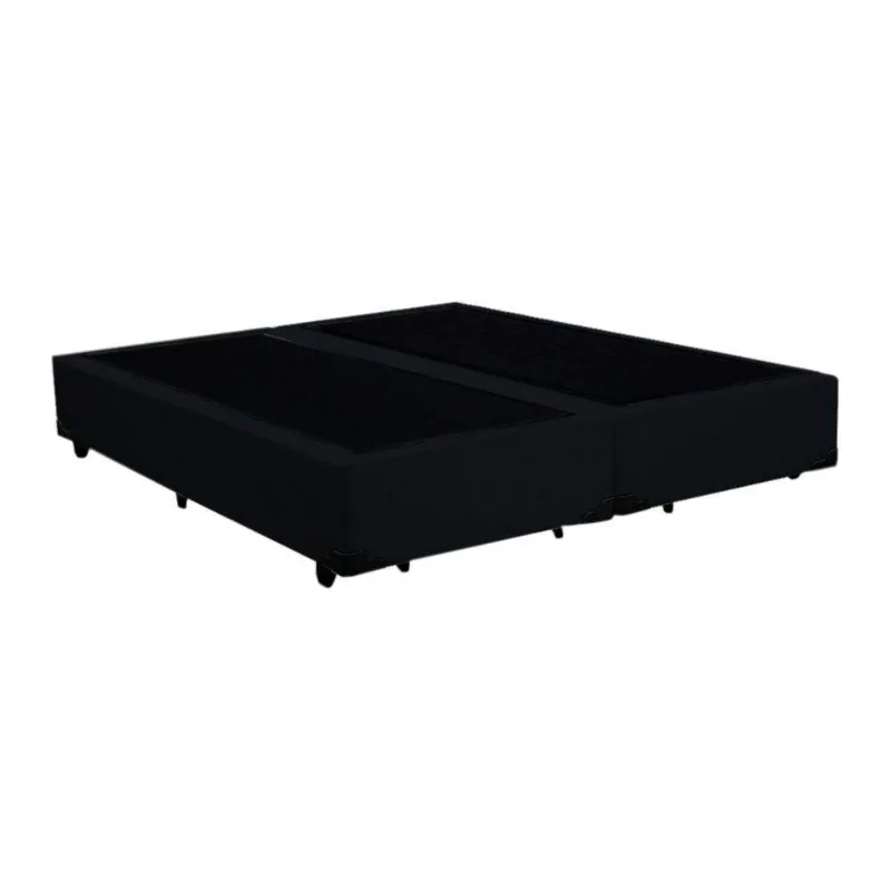 Cama Box Casal Bipartido Extremo Reforçado King Design Suede Preto 138x188x40