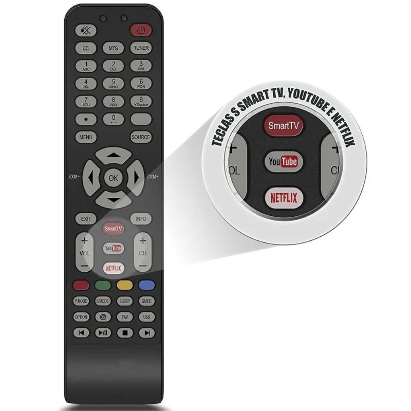 Controle Da Tcl Semp Com Netflix Youtube Rc199E Compatível
