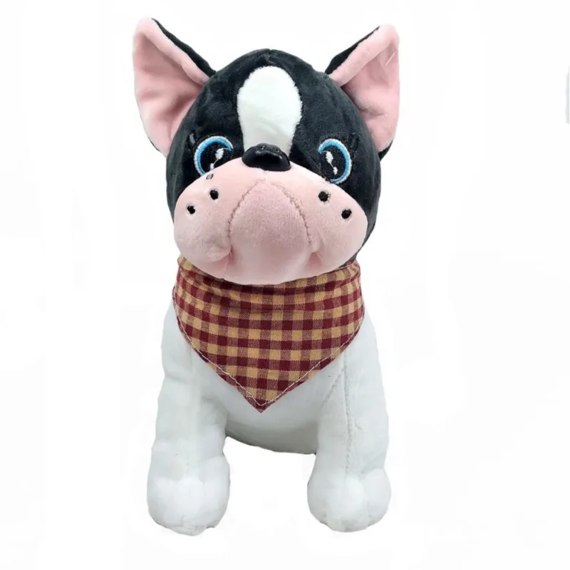 Cachorro Bulldog Pelúcia Bruce 23 C m Alt. C/ Lenço Sortido