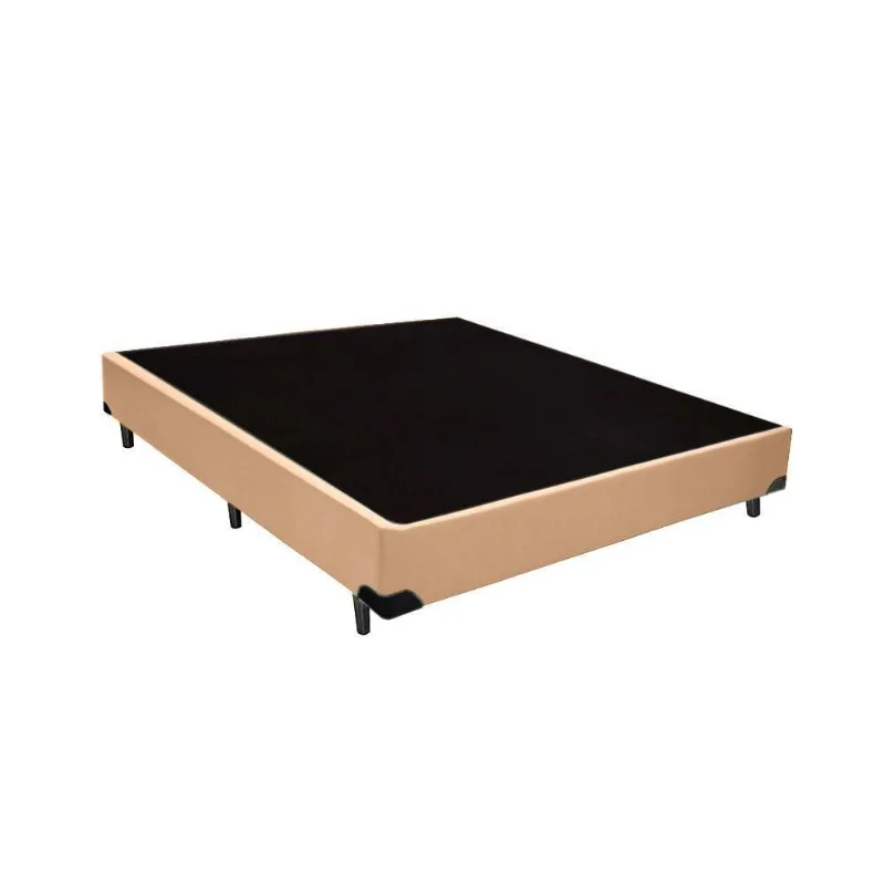 Cama Box Casal Sintético Extremo Reforçado King Design Bege 138x188x40