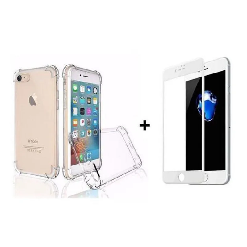 Capa Anti Impacto Íphone 6p Branco + Pelicula Vidro 3d