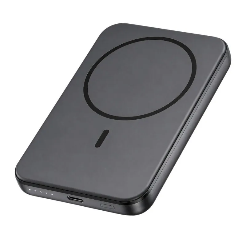 Carregador Magnético sem Fio MDM para Smartphone Power Bank 5000 Mah Qi Preto