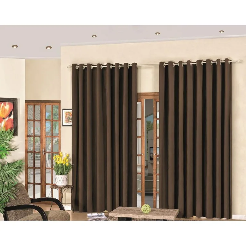 Cortina Blecaute 3,00X2,80 Tecido Grosso Marrom-Escuro