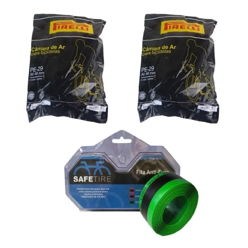 Kit Fita Anti-furo Bike Aro 29 +2 Câmaras Bico Grosso Pirell