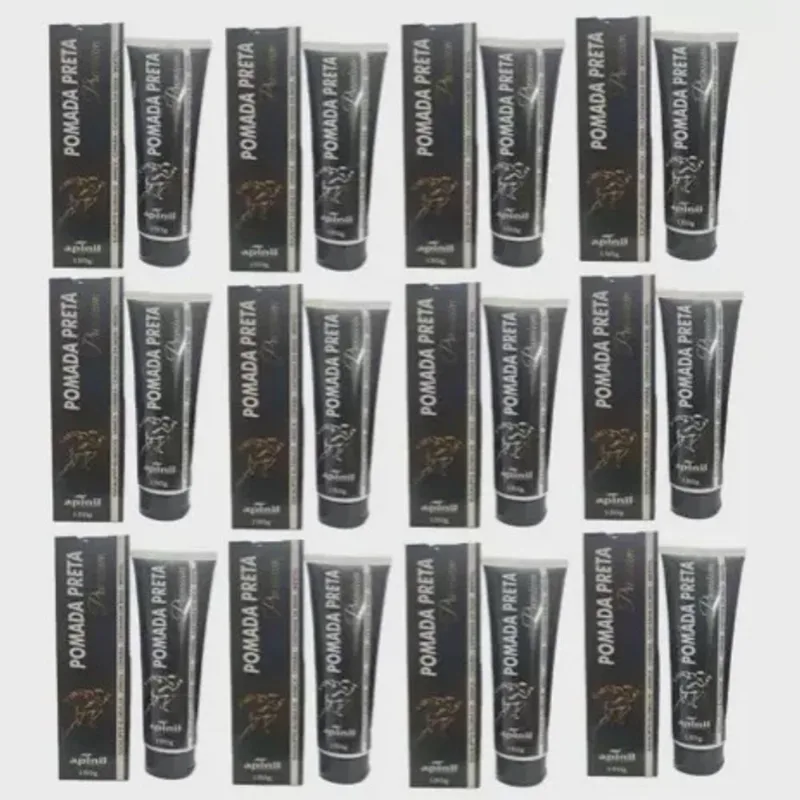 Kit 12 Pomada Preta Premium 150g Apinil