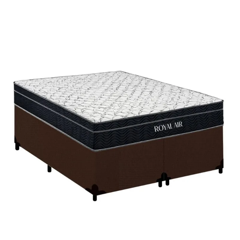 Cama Box com Colchão Casal Royal Air Pillow Top Molas Ensacadas Suede Marrom