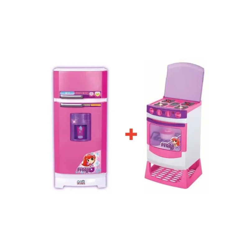 Kit geladeira super + fogao infantil cozinha com som E luz