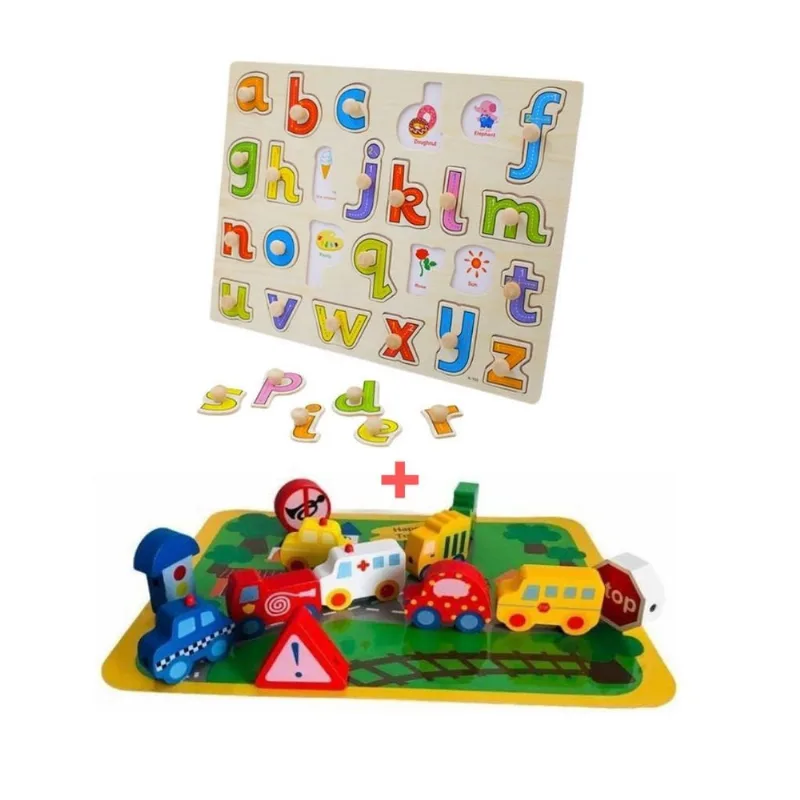 Kit brinquedos educativos labirinto carros E quebra cabeça