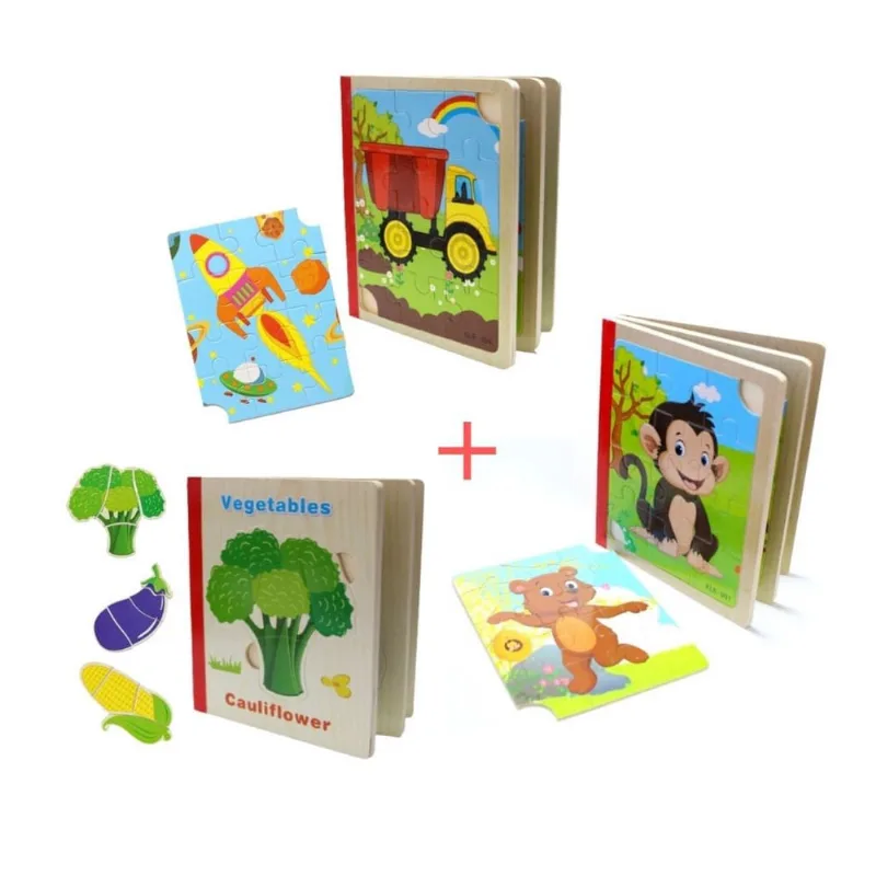 Kit 3 brinquedo educativo com peças para encaixe livro 3 pçs