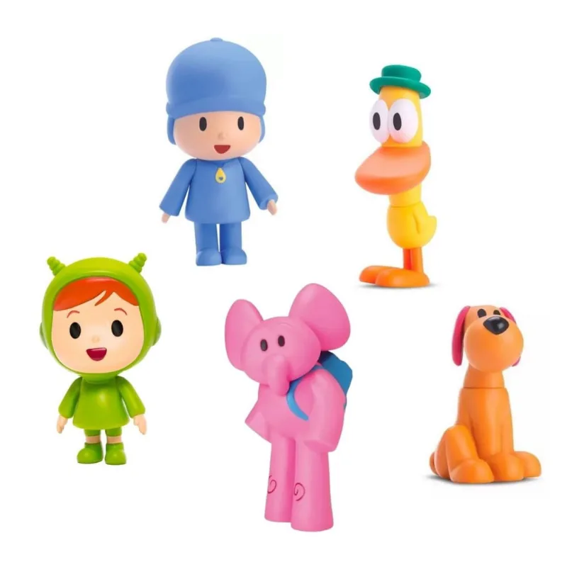 Kit 5 bonecos pocoyo nina pato loula E elly em vinil atoxico